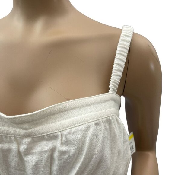 Jonathan Simkhai Linen‎ Square Neck Sleeveless Crop Top Tank White XL - Picture 6 of 13